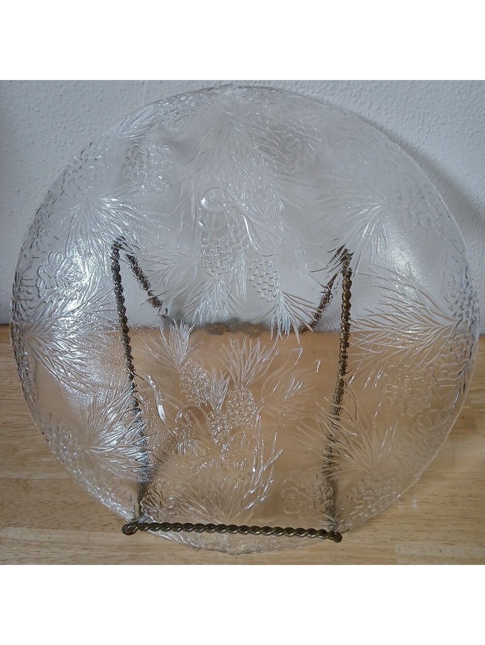 Clear Pressed Glass Pine Cone Pattern Round Decorative Plate